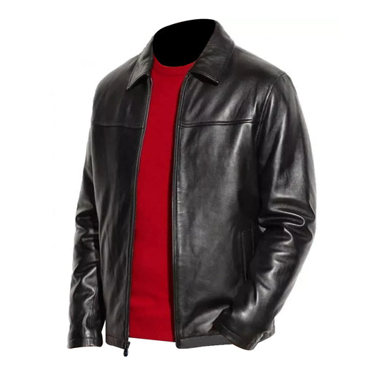 Men Genuine Lambskin Black Leather Classic Jacket