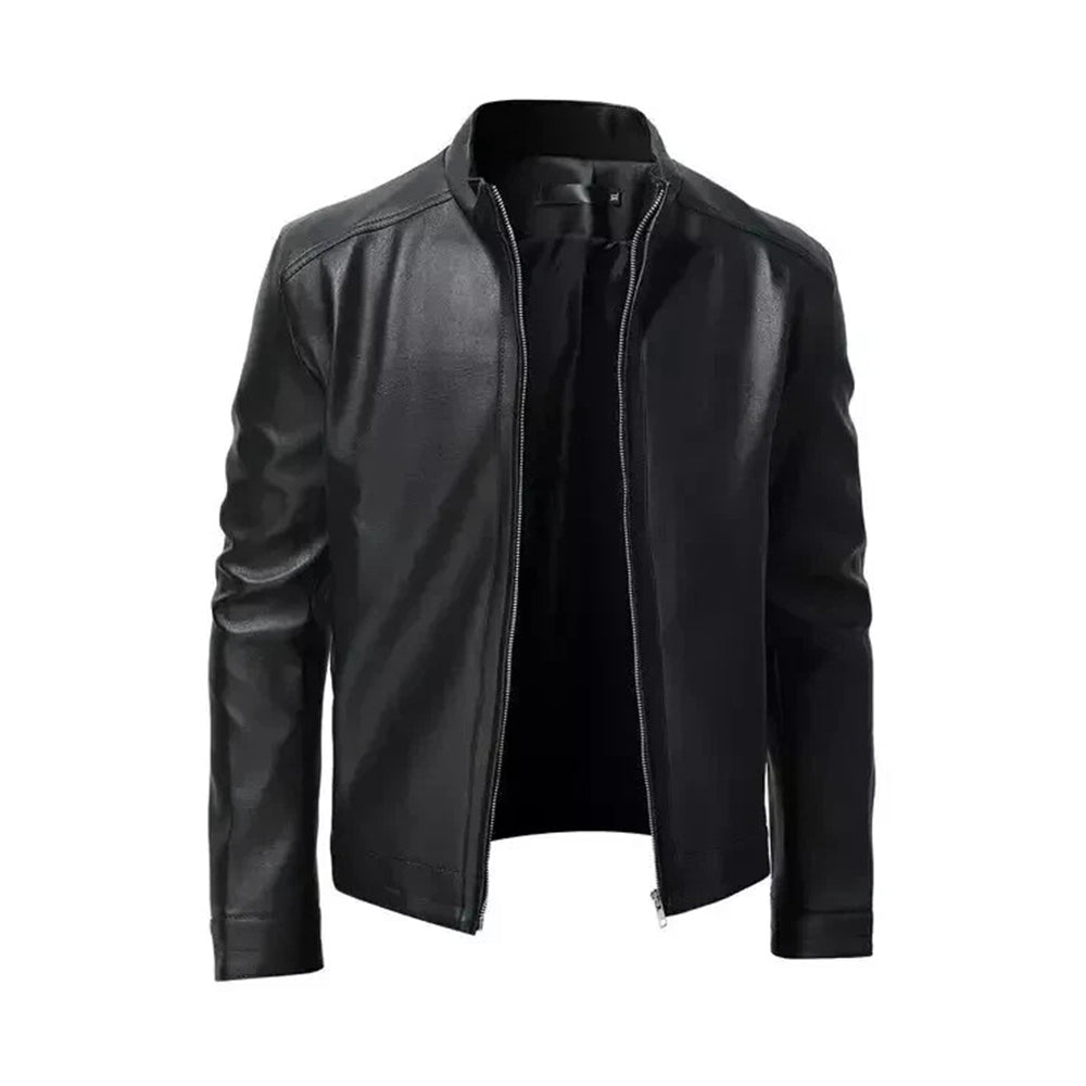 Men's Vintage Casual Leather Jackets, Stand Collar Jacket