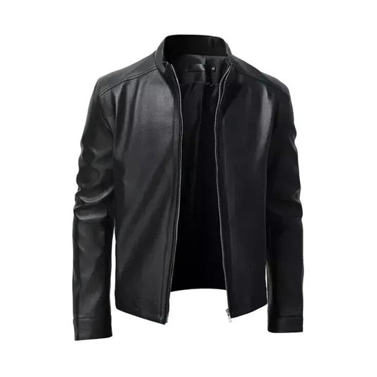 Men's Vintage Casual Leather Jackets, Stand Collar Jacket