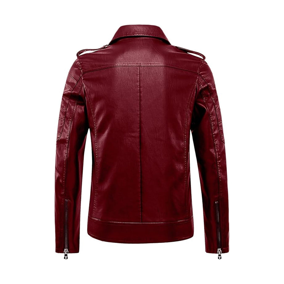 Men's Maroon Vintage Asymmetric Zip Lightweight Leather Biker Jacket