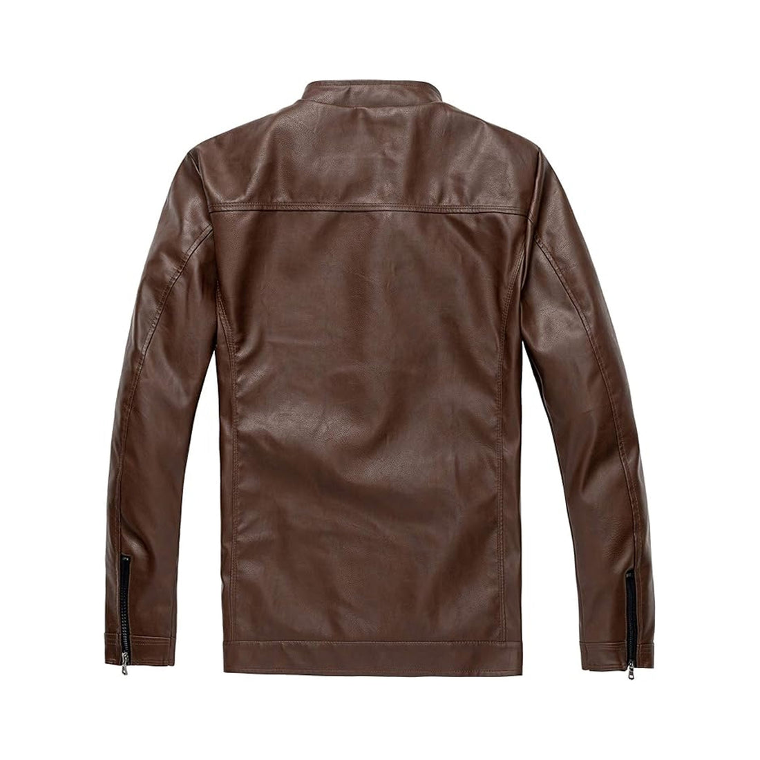 Men's Stand Collar Leather Jacket Motorcycle
