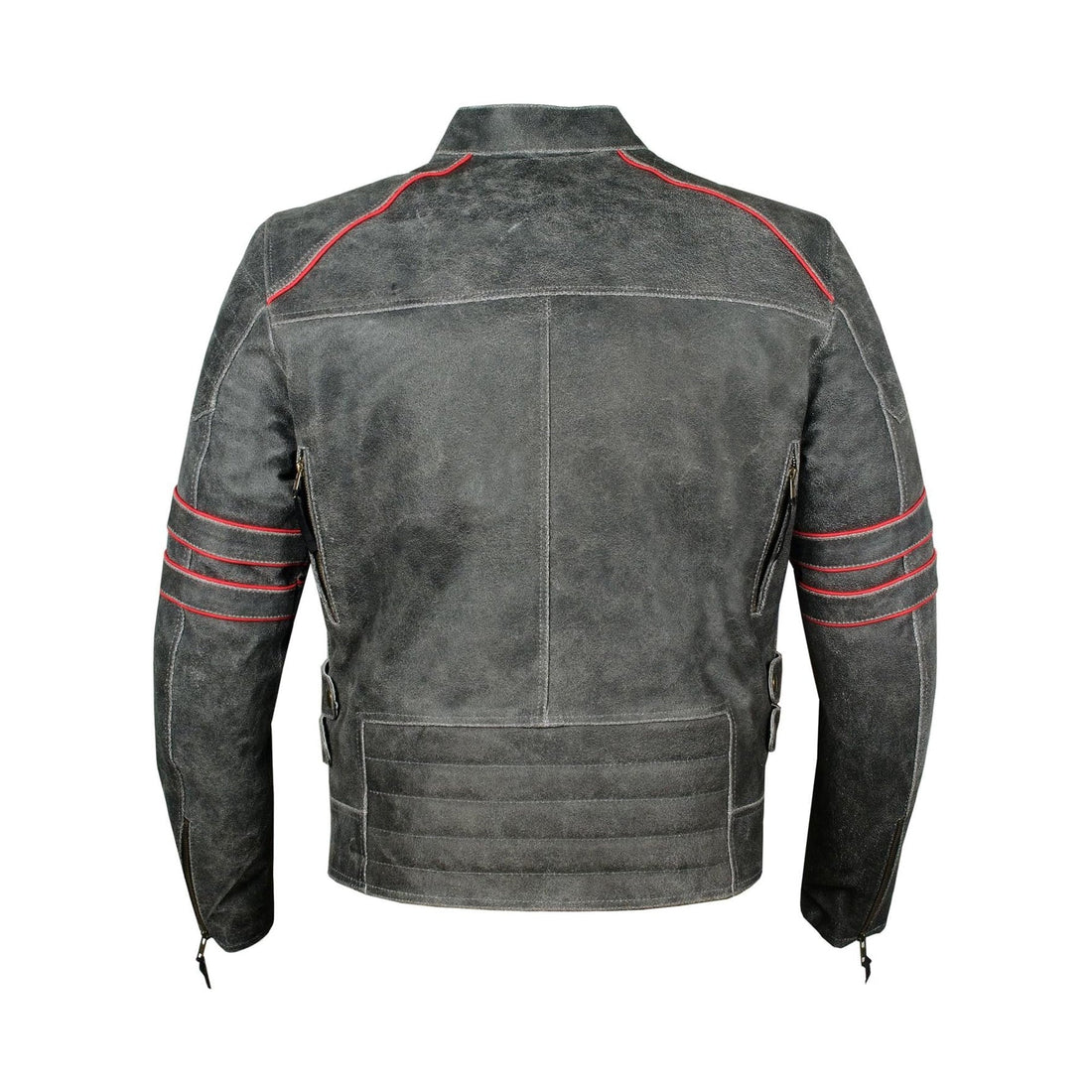 Men's Vintage Distressed Grey Leather Jacket
