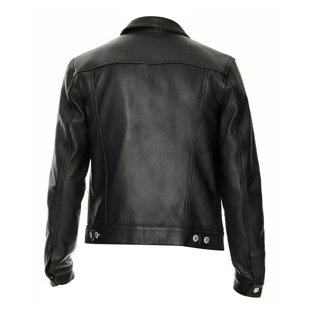 Classic Trucker Fashion Leather Jacket Men