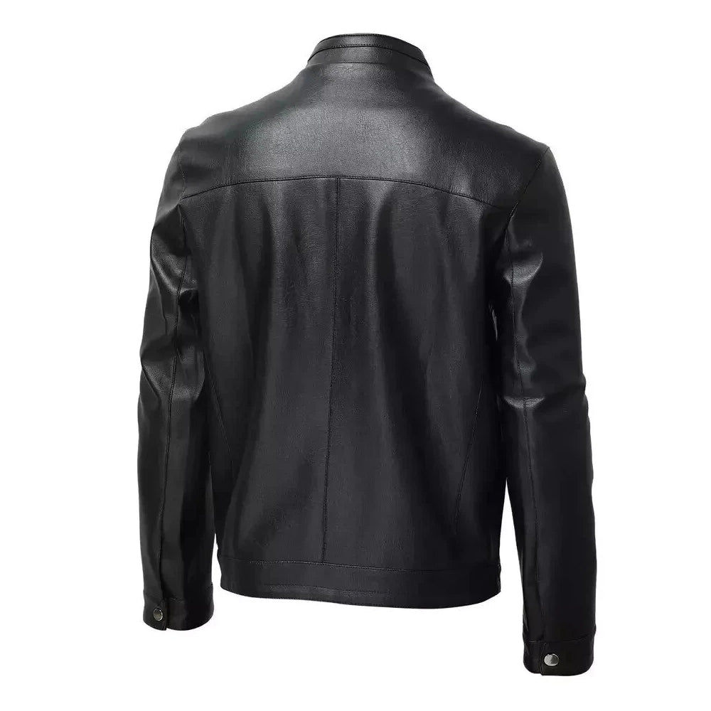 Men's Vintage Casual Leather Jackets, Stand Collar Jacket