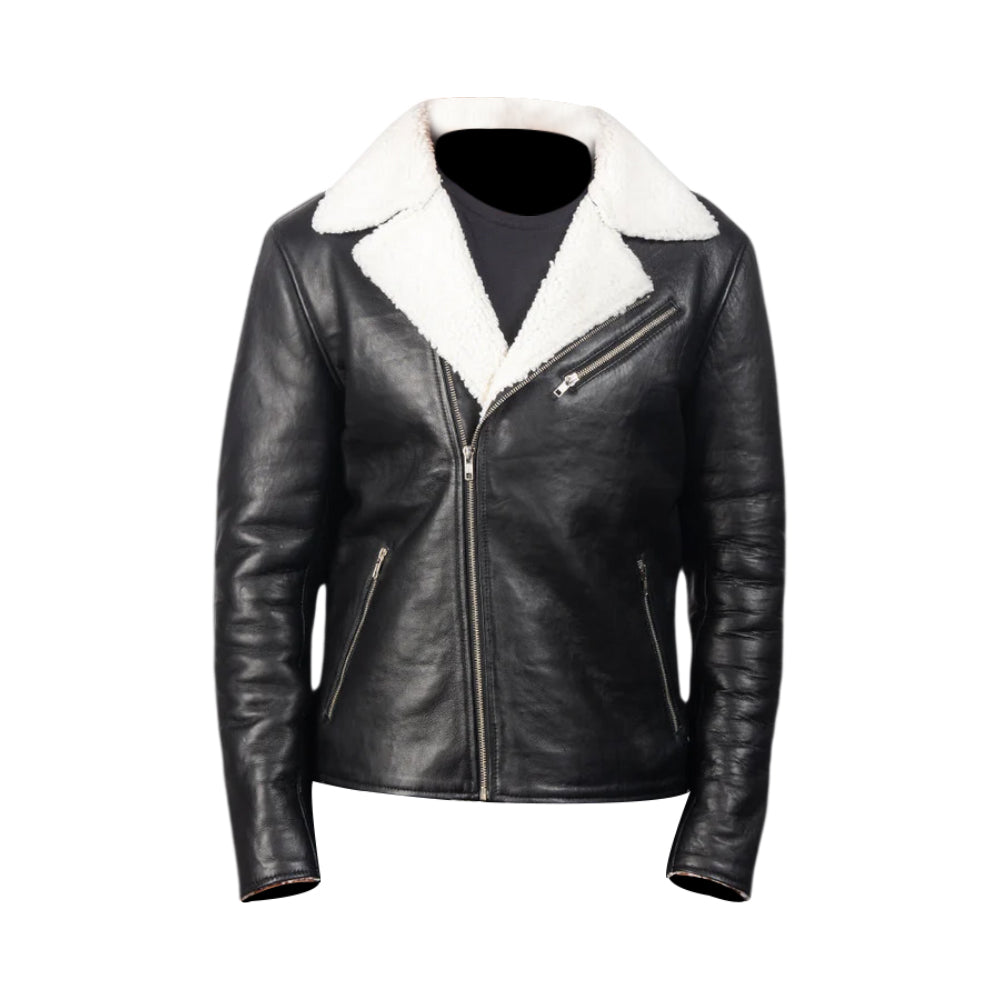 Men's Black Sheep Leather Shearling-Lined Jacket