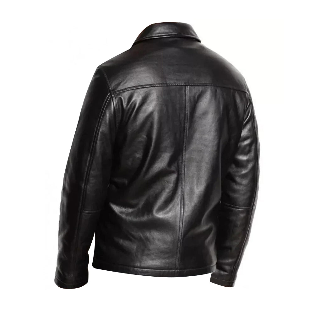 Men Genuine Lambskin Black Leather Classic Jacket