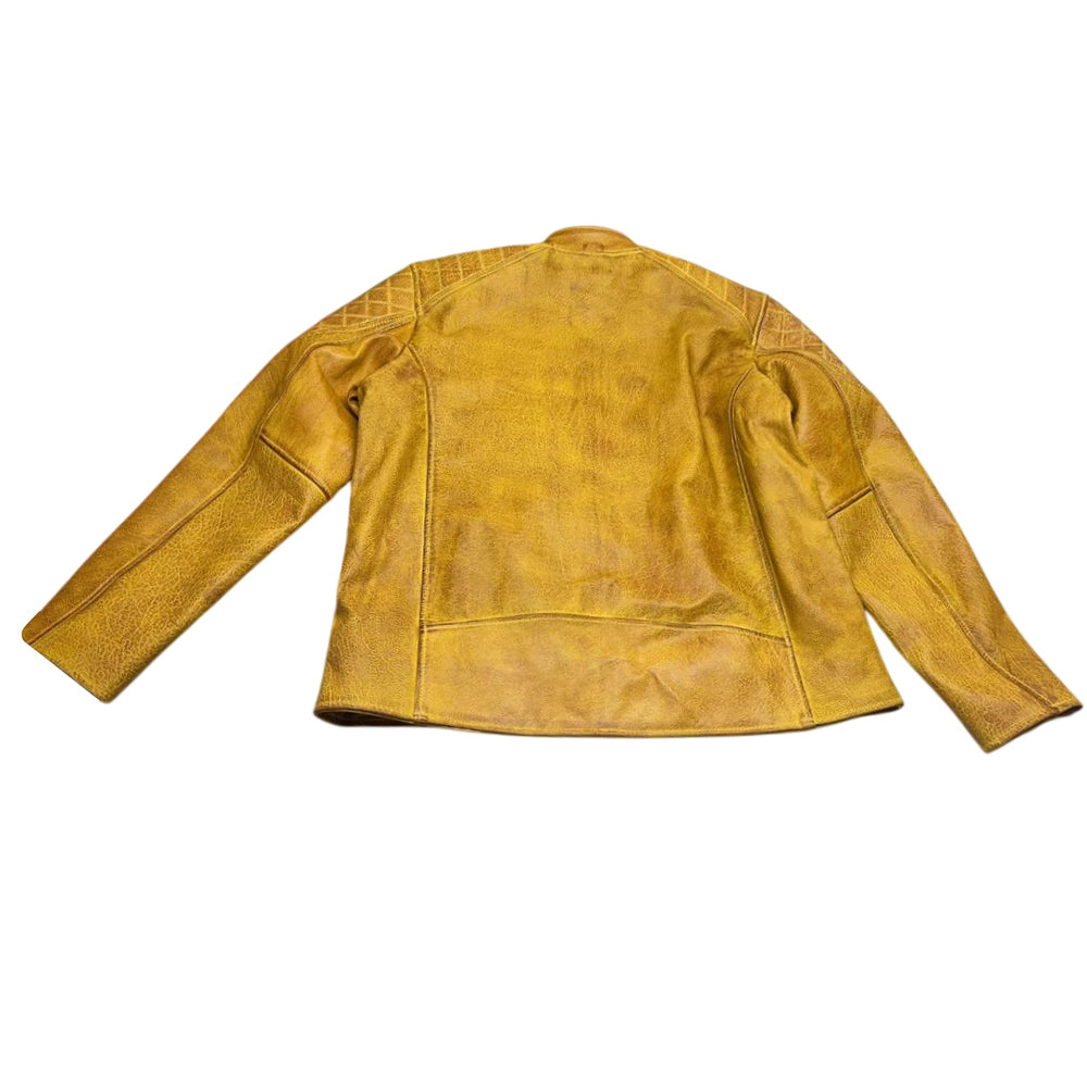 Classic Biker Cafe Racer Leather Jacket For Men