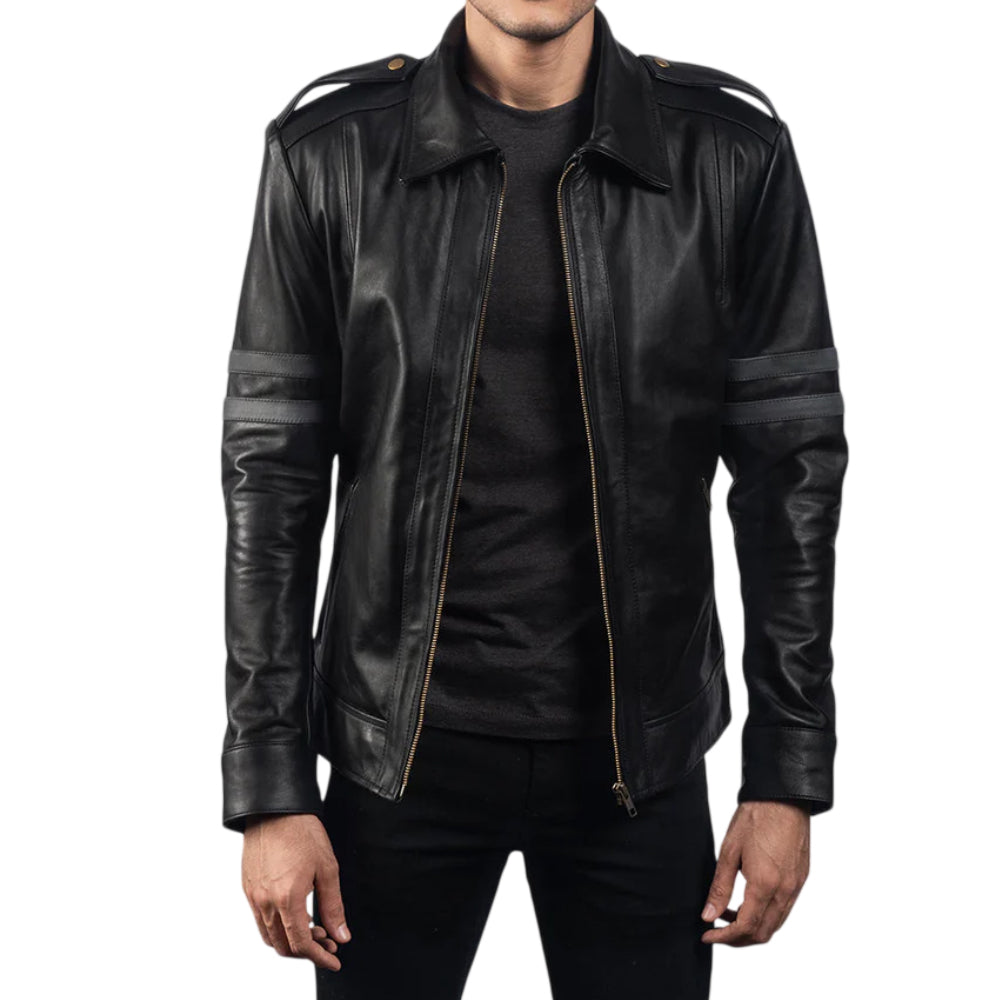 Men's Armstrong Black Leather Biker Jacket