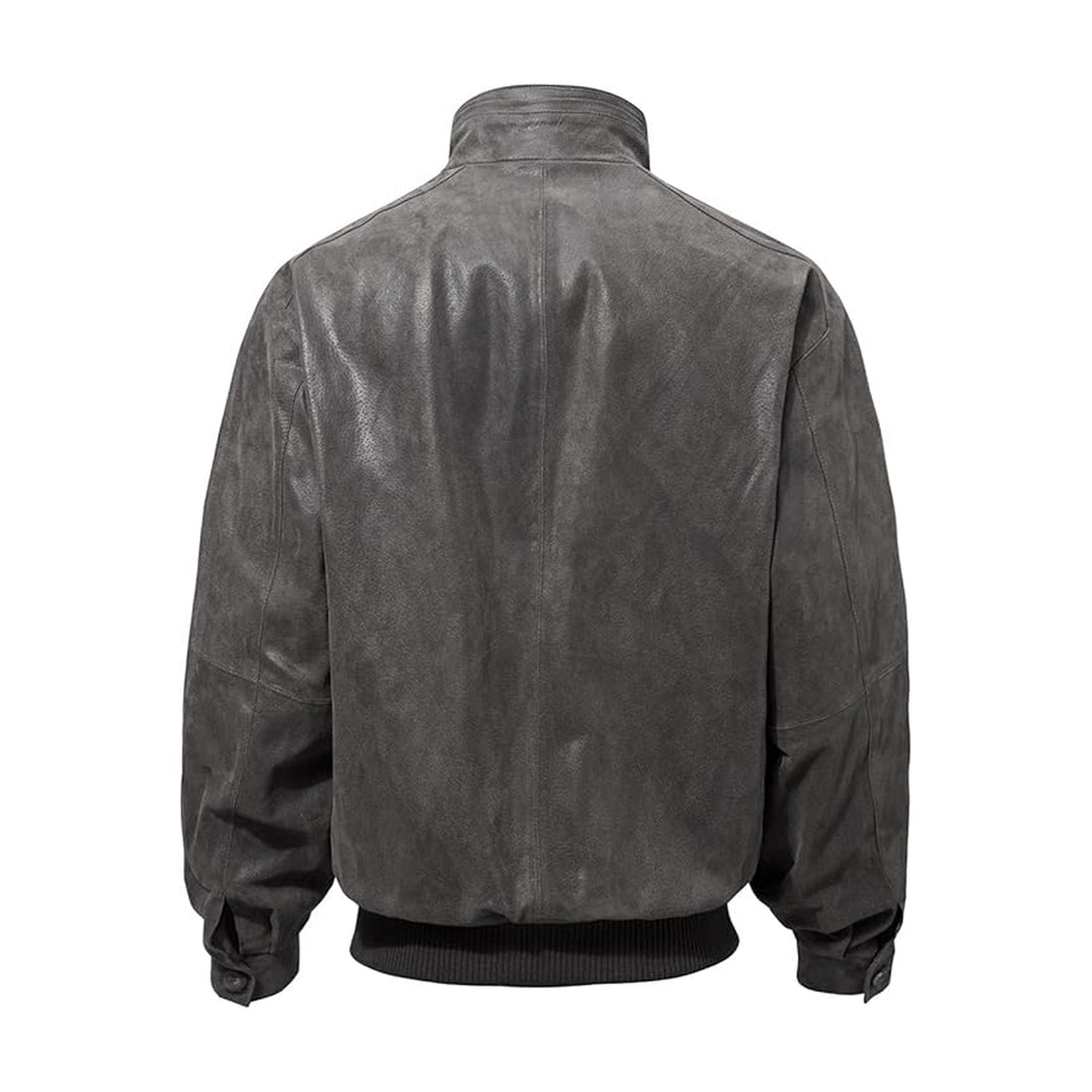 Men's Grey Real Leather Bomber Casual Jacket
