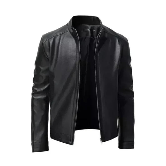 Men's Vintage Casual Leather Jackets, Stand Collar Jacket