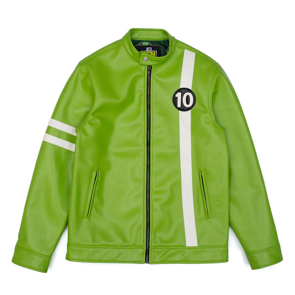 Men's Tennyson Alien Swarm Jacket Ben 10 Superhero Jacket Men's Ben Tennyson Green Leather Jacket