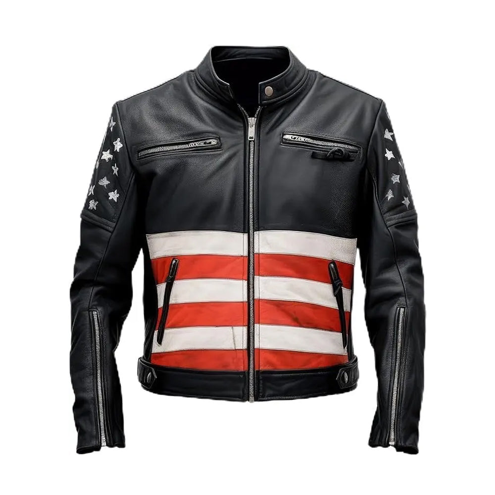 Men's Real American flag leather jackets, inspired US Flag, gift for 4th July