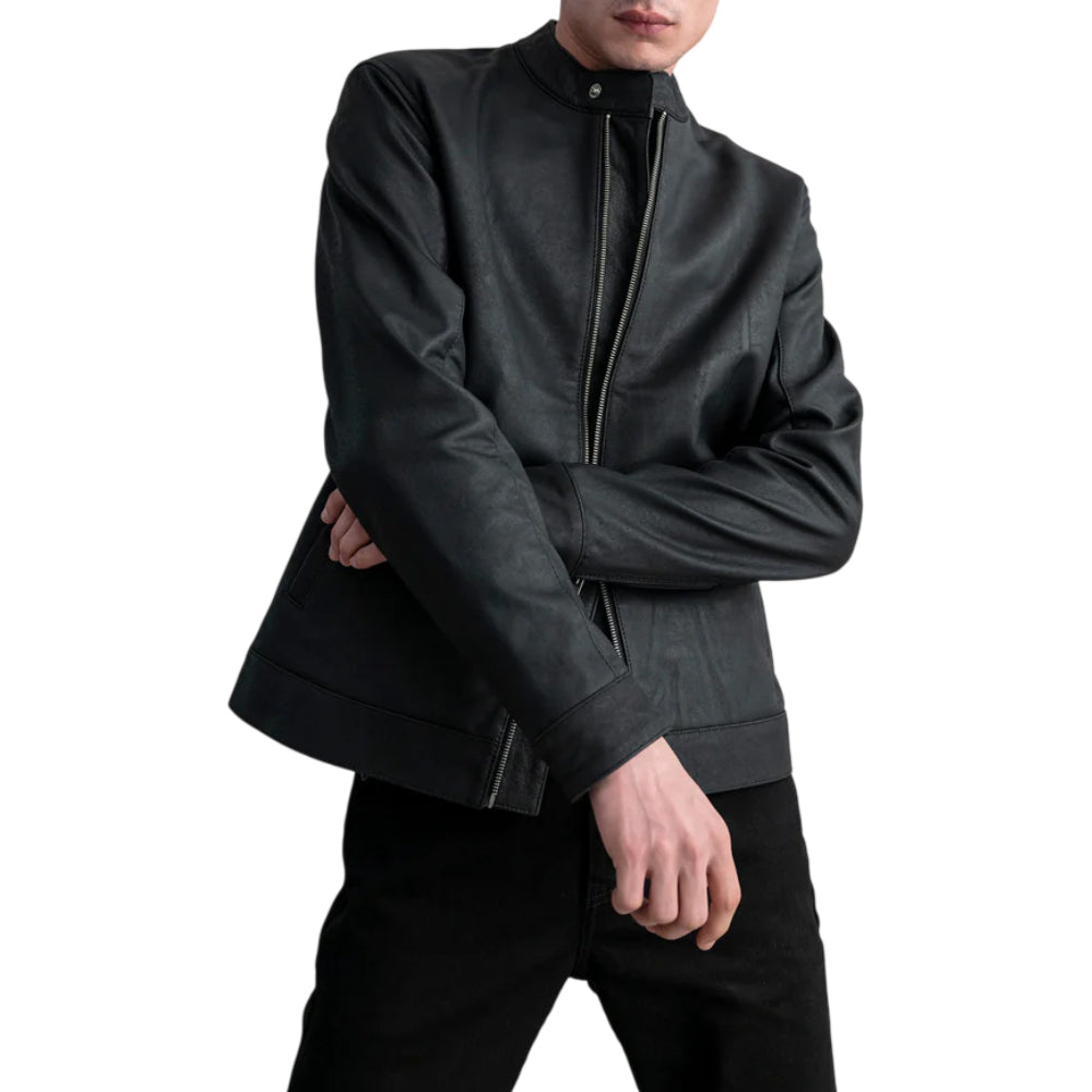 Men's Black Genuine Leather Biker Jacket