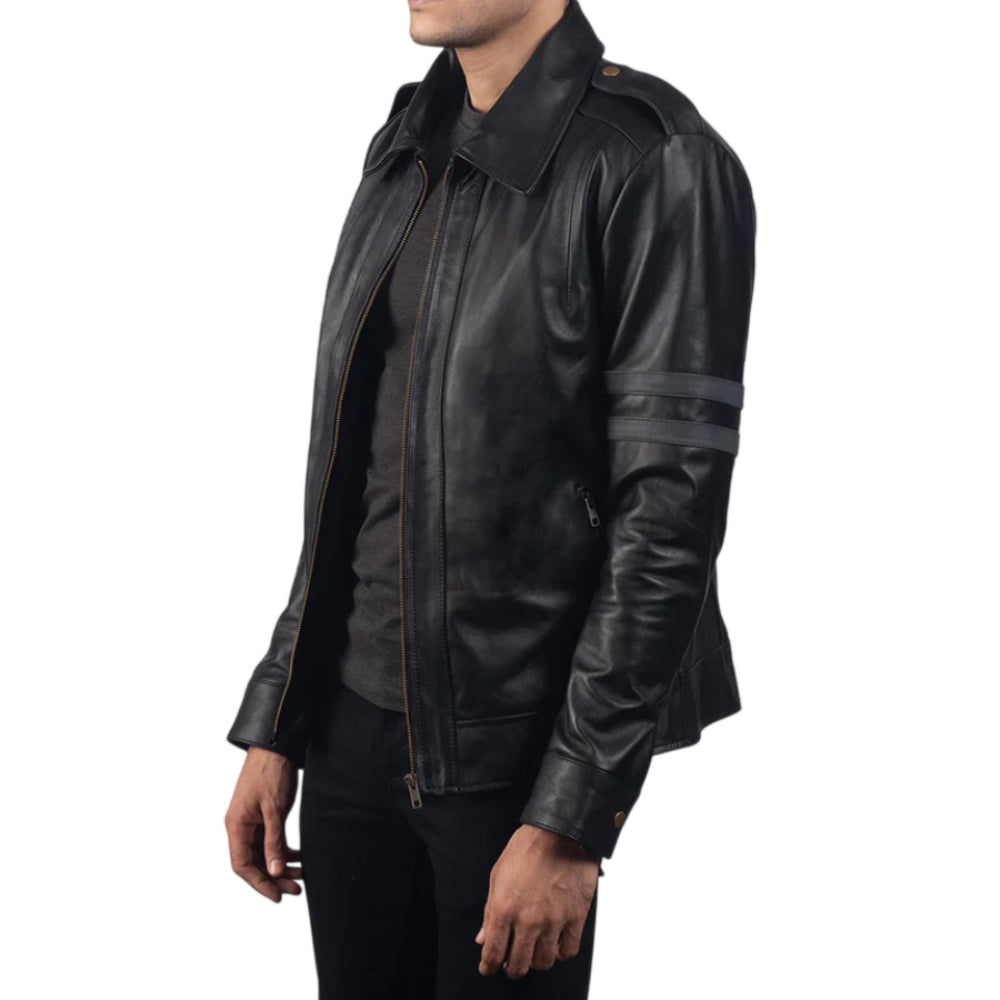 Men's Armstrong Black Leather Biker Jacket