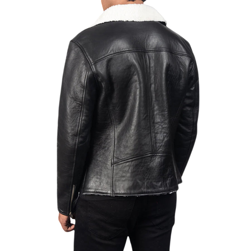 Men's Black Sheep Leather Shearling-Lined Jacket