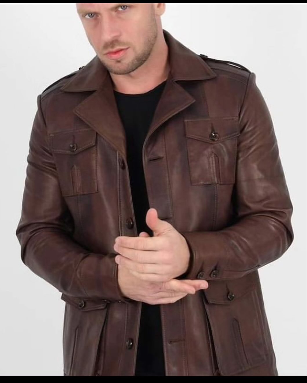 Trifoliate Leather Coats for Men