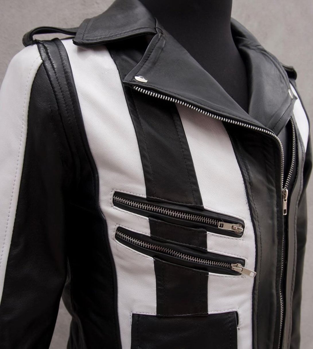 Biker no.1 prisoner black & white - Leather Jacket