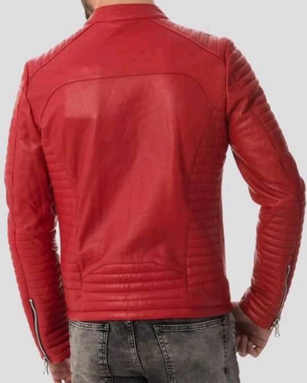 Men Leather Jacket-Leather Mens Rider Jacket-Red Jacket Fashion Jacket