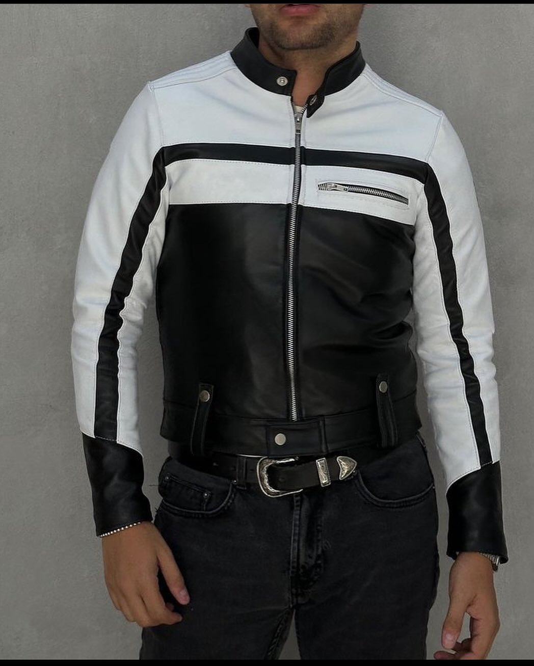 Unisex Biker Genuine Leather Jacket- Motorcycle Slim Fit Soft Leather