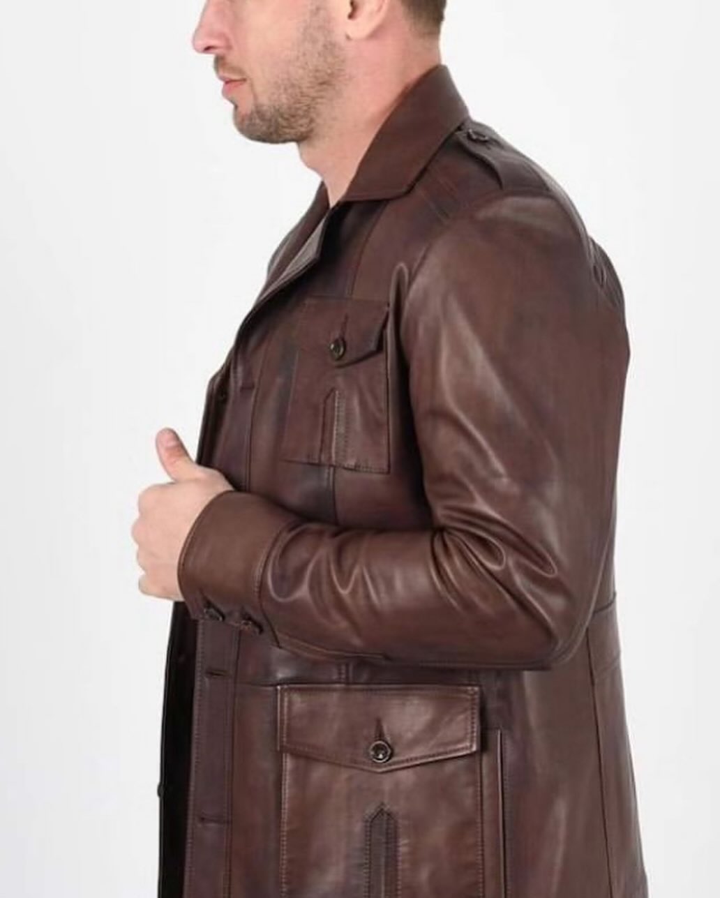 Trifoliate Leather Coats for Men
