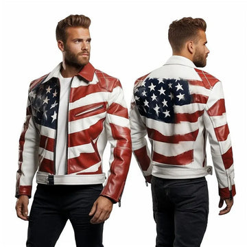 Men's Leather Jackets USA Flag Inspired
