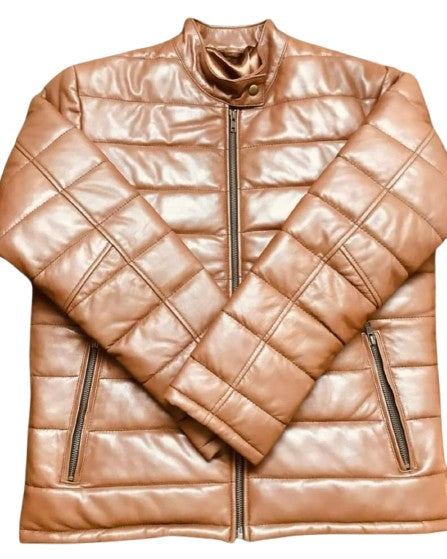 Classic Leather Puffer Jacket Unisex Winter Wear Men Fashion Women Outerwear