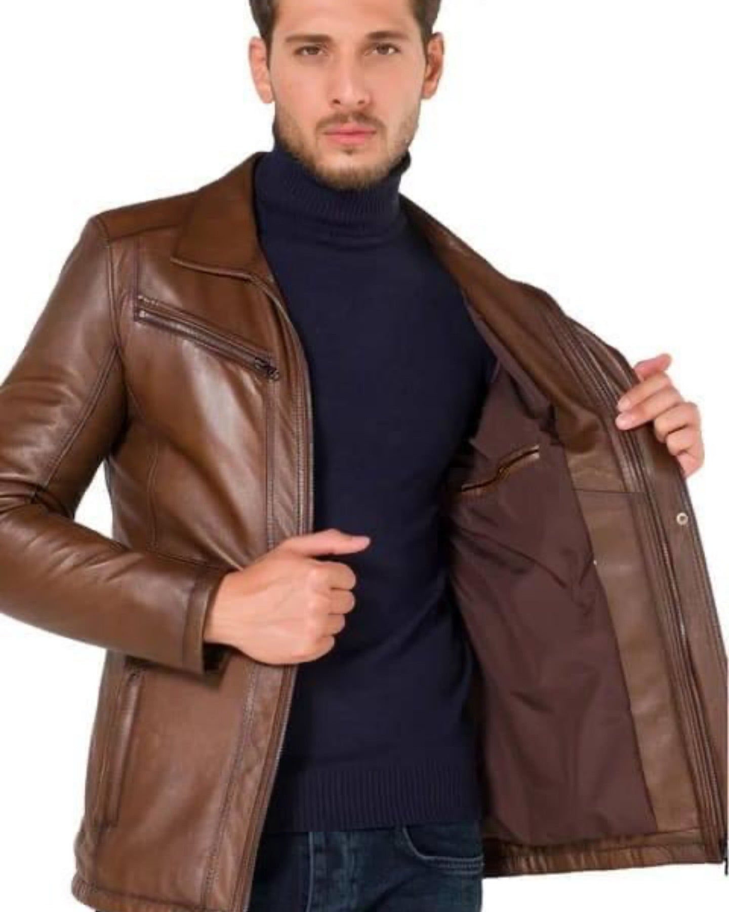 Men's Leather Trench Coat | Stylish Sheepskin Leather Coat