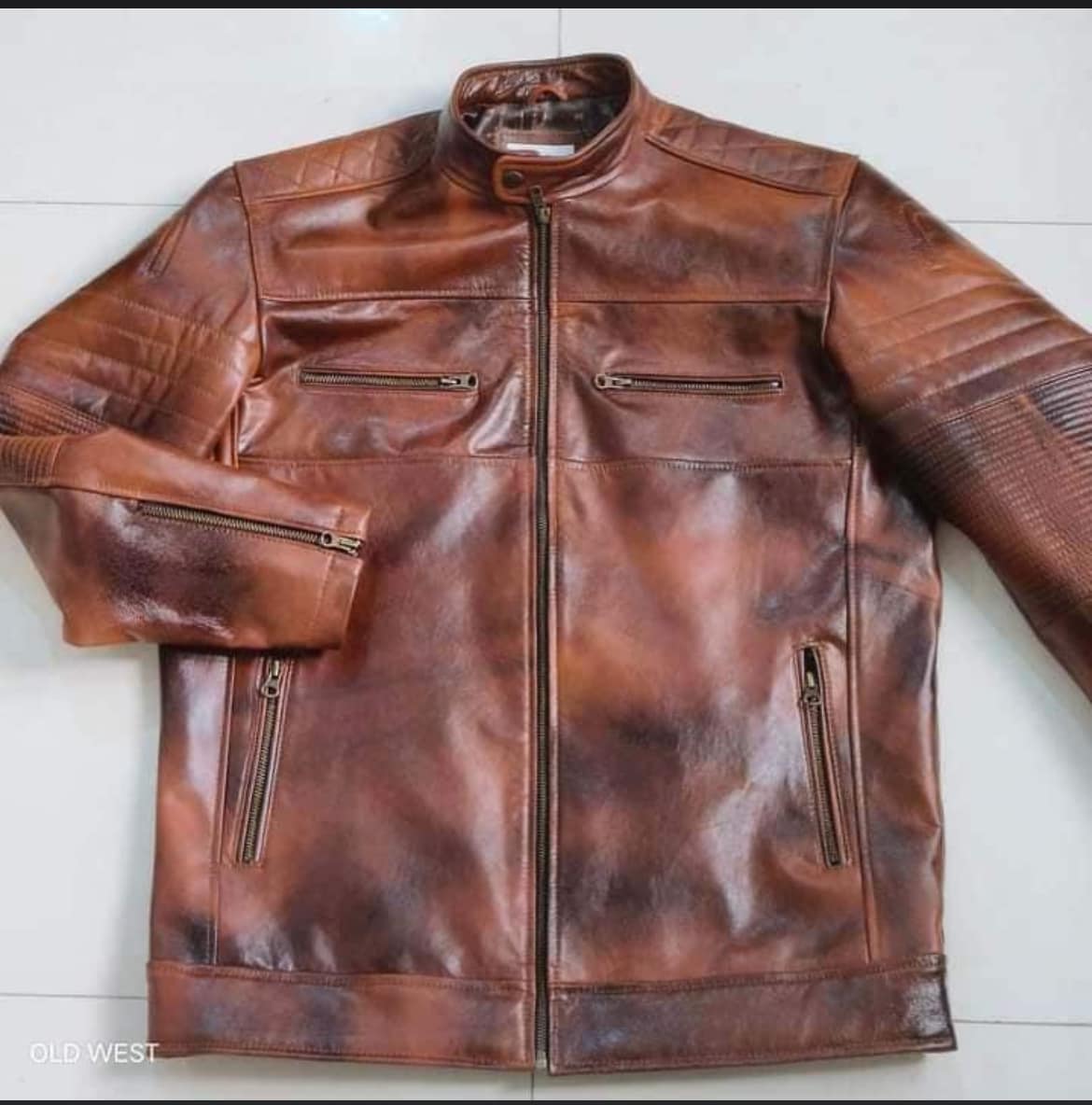 Mens Vintage Cafe Racer Distressed Brown Motorcycle Leather Jacket