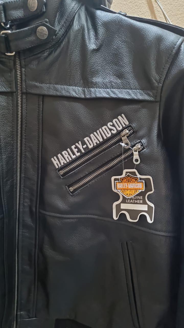 New Harley Davidson Cowhide Black Leather Biker Hoodie Jacket