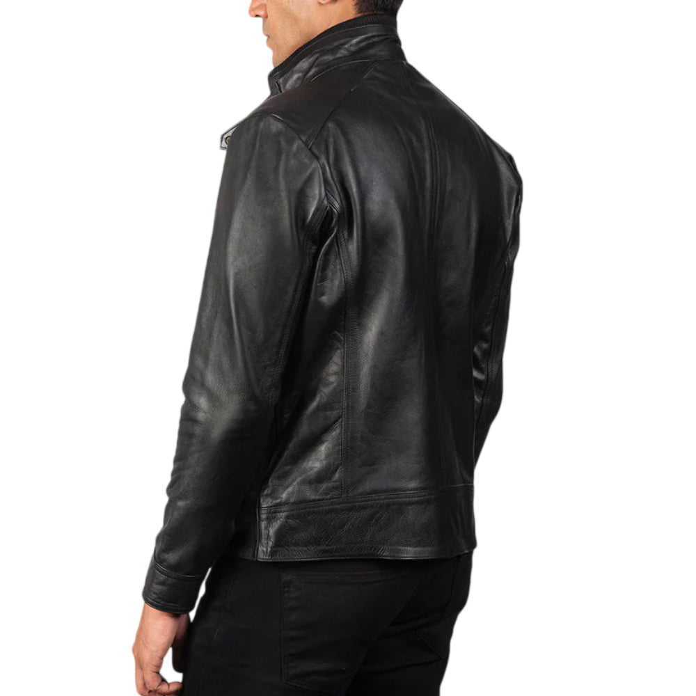 Men's Black Cow Leather Jacket | Men's Four Pocket Biker Jacket