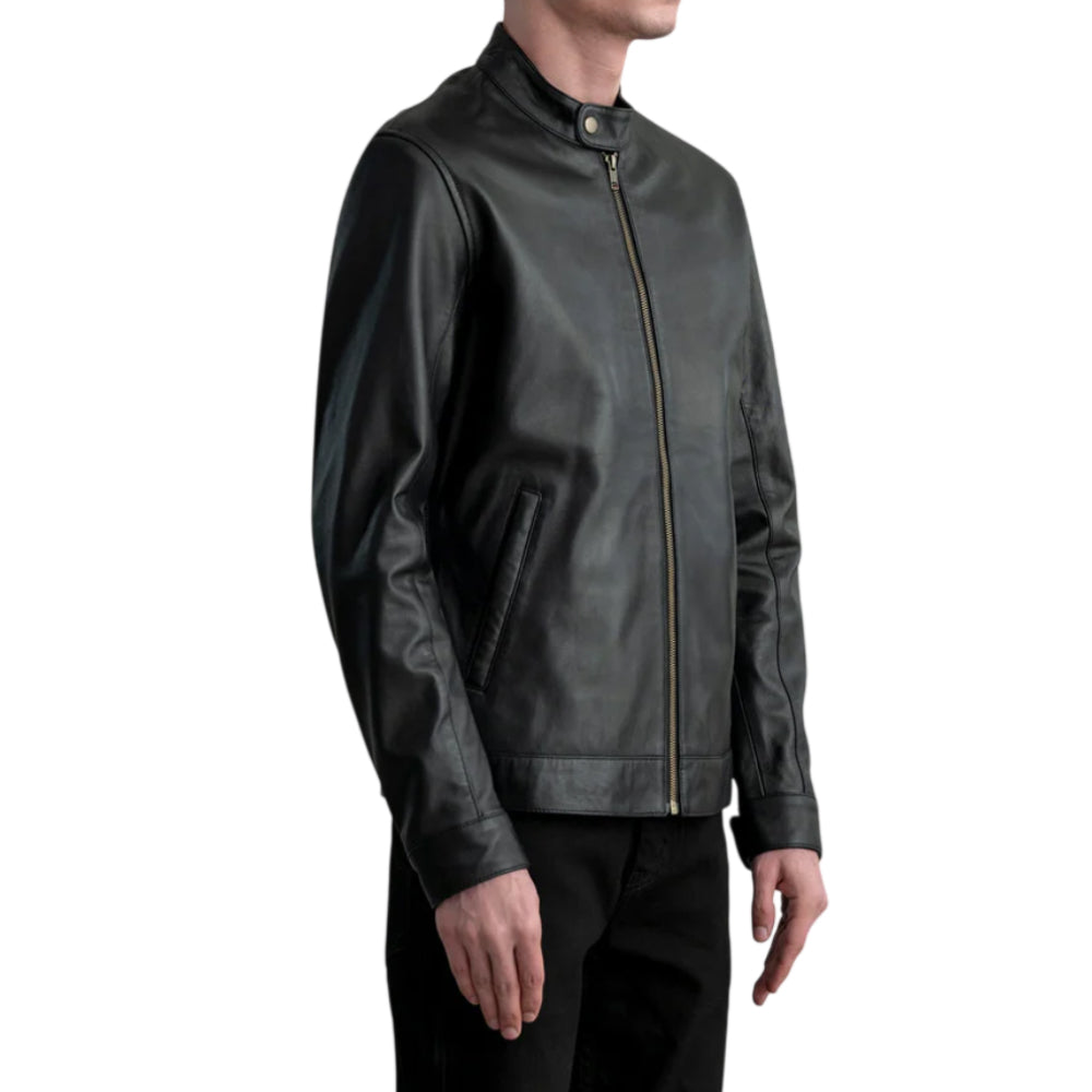 Men's Black Pure Leather Biker Jacket With Classical Design