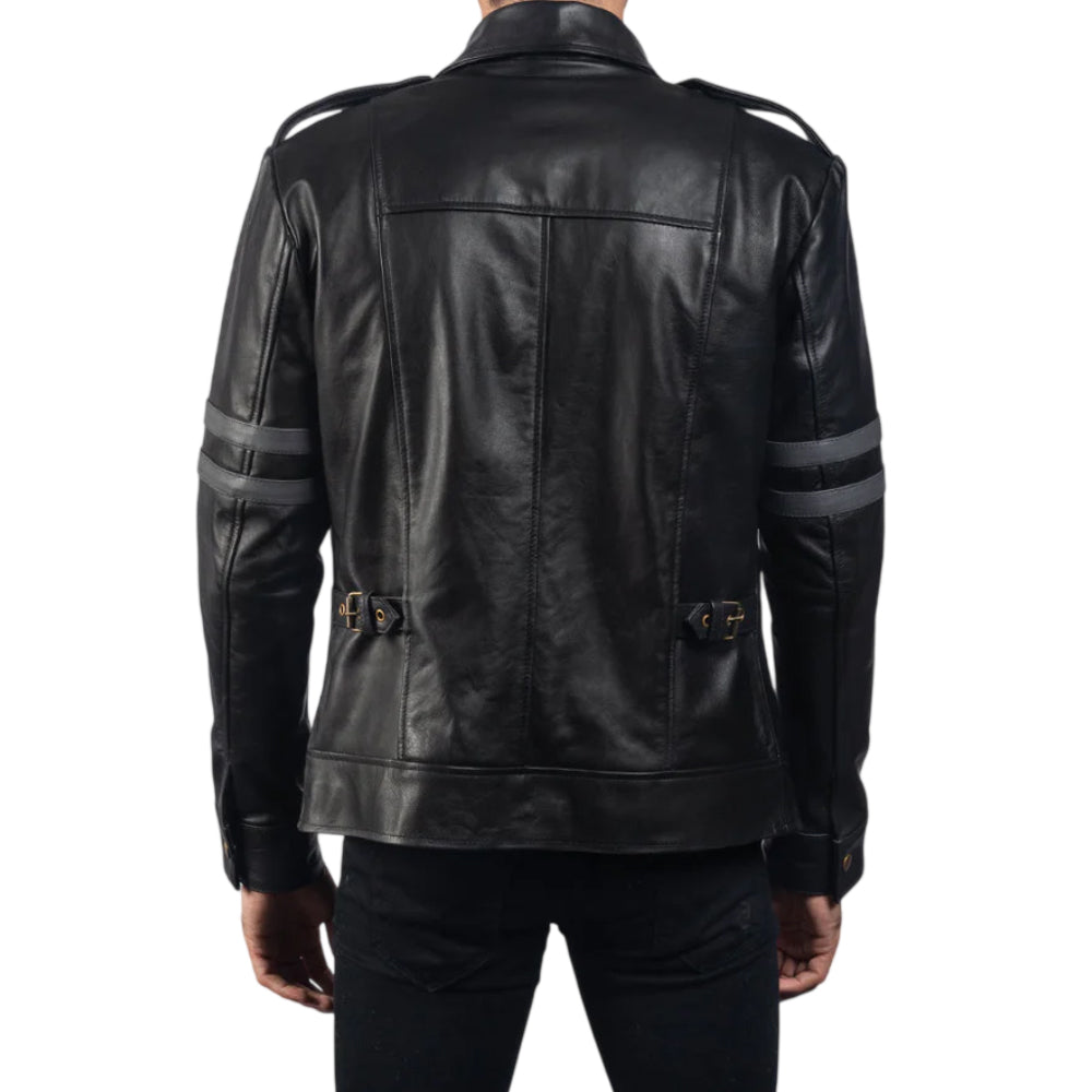 Men's Armstrong Black Leather Biker Jacket