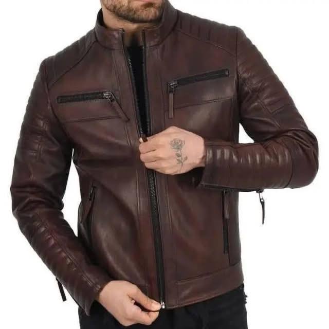 Motorcycle Jacket Men,Winter Men's Casual Stand Collar Motorcycle Leather Jacket