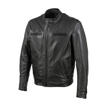 Men's Iconic Black Genuine Leather Cafe Racer Jacket