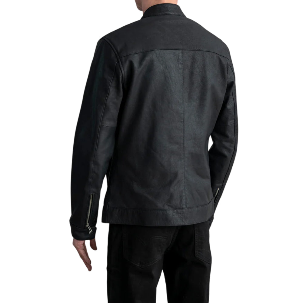 Men's Black Genuine Leather Biker Jacket