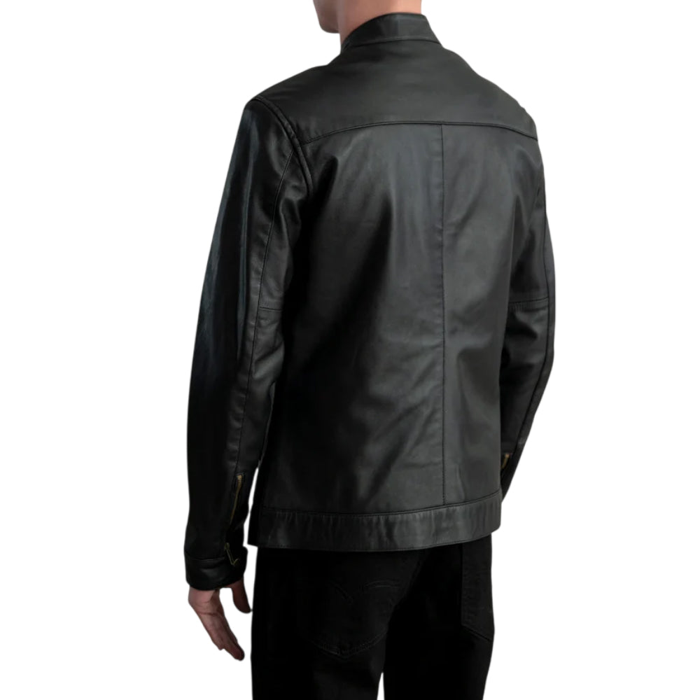 Men's Black Pure Leather Biker Jacket With Classical Design