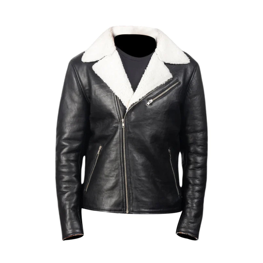Men's Black Sheep Leather Shearling-Lined Jacket