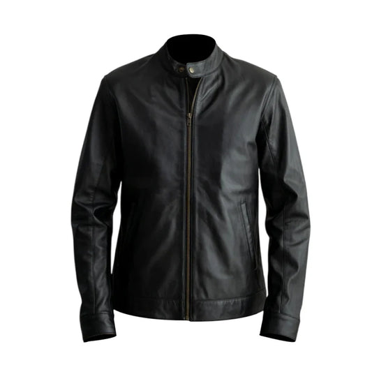 Men's Black Pure Leather Biker Jacket With Classical Design