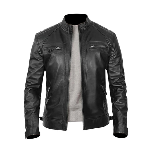 Men's black leather jacket Genuine Lambskin Leather Biker Jacket, Vintage Motorcycle Jackets