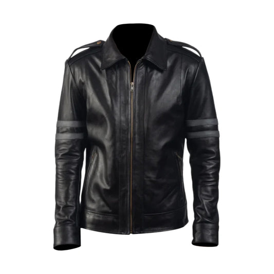 Men's Armstrong Black Leather Biker Jacket