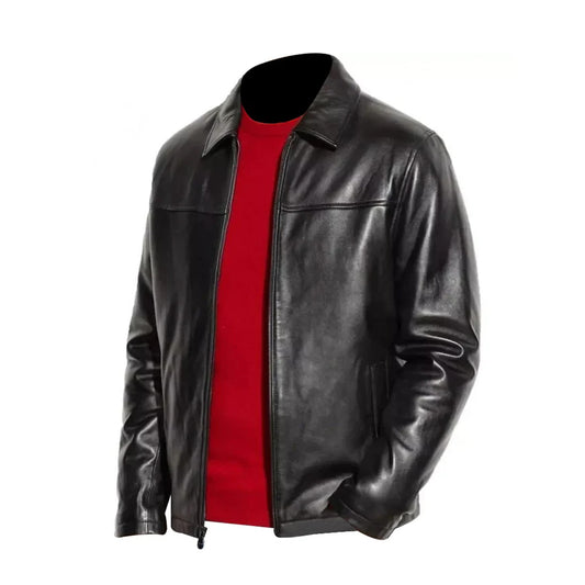Men Genuine Lambskin Black Leather Classic Jacket