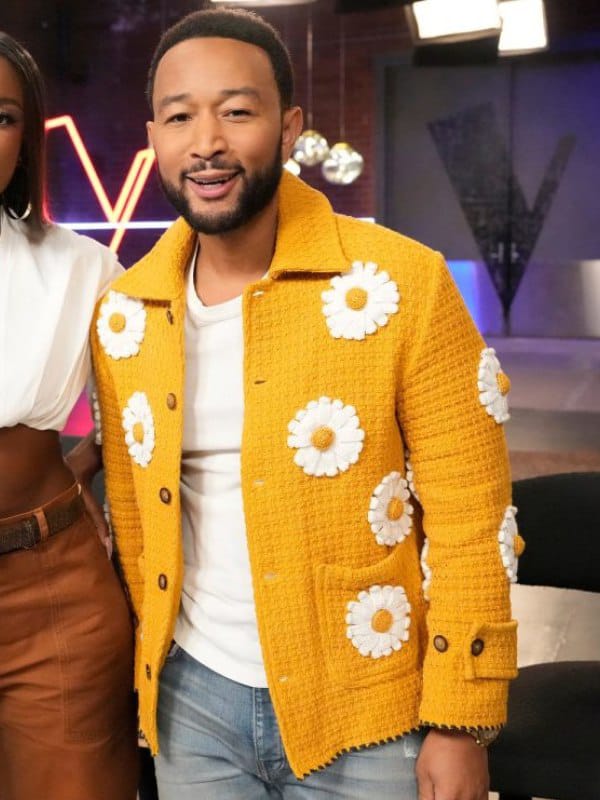 The Voice S27 John Legend Yellow Daisy Applique Jacket - Hide Crafts