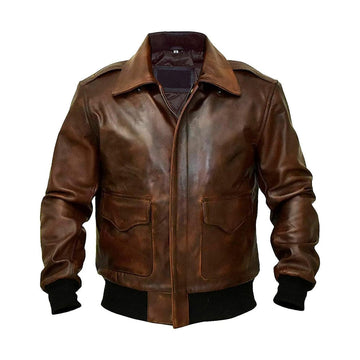 Men A-2 Aviator Men's leather jacket Flight Bomber Distressed Chocolate Brown Real Leather Jacket