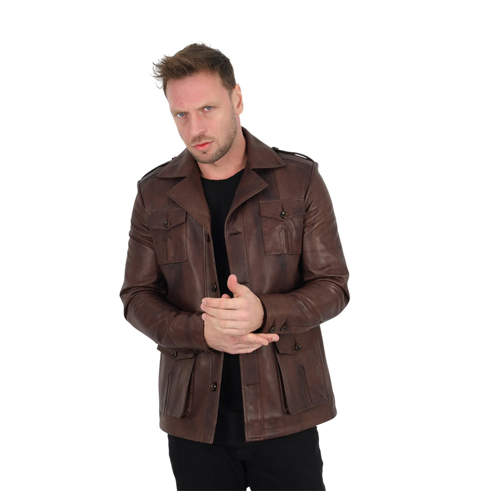 Trifoliate Leather Coats for Men