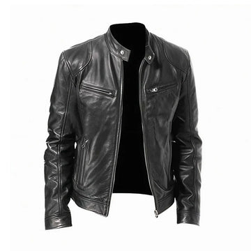 Cafe Racer Men's Leather Jacket Genuine Sheep Skin Motorcycle Biker Black Jacket