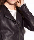 Black Collarless cropped jacket women trending Hide Crafts