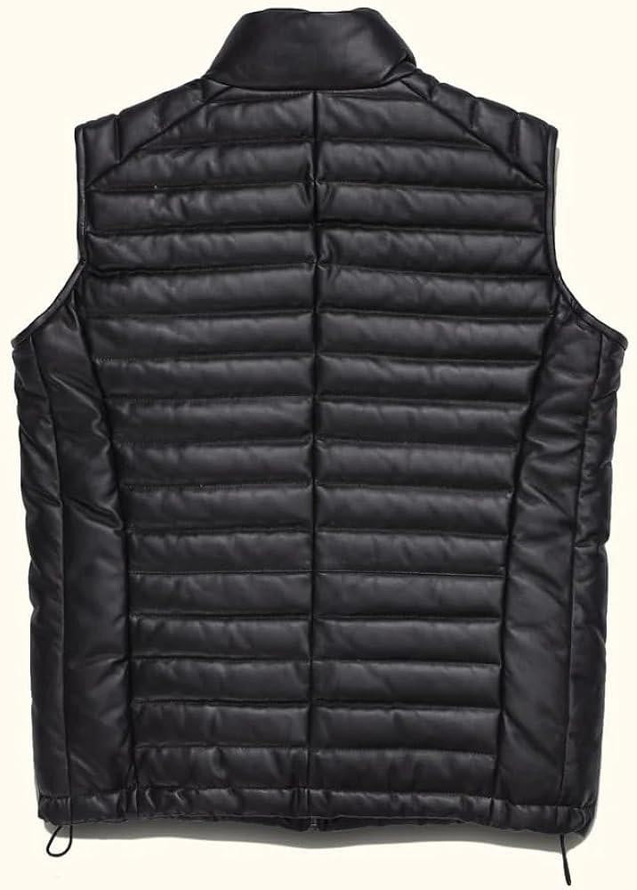 Lightweight Quilted Puffer Vest, Full Zip, High Collar, Black