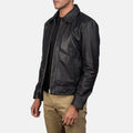 Men's Black Real Sheepskin Biker Leather Jacket Hide Crafts