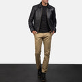 Men's Black Real Sheepskin Biker Leather Jacket Hide Crafts