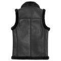 Men's Black Sheepskin Leather Vest with Sherpa Lining Hide Crafts